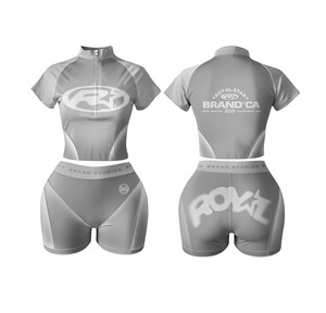Custom Nylon Polyester Cropped <b>Jacket</b> Baggy <b>Lightweight</b> Short 2 Piece Set Leisure <b>Summer</b> Zip up Breathable Sweat Suit - Product Image 2