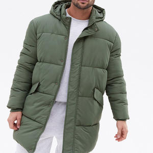 Hooded Canvas Puffer <b>Jacket</b> 100% Polyester Coated Breathable Outdoor Winter Men's Front Pocket Zipper Closure Casual - Product Image 2