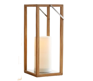 Farol de Madera y Metal Hecho a Mano, Decoración para el Hogar, con Acabado de Madera Natural, para Exteriores e Interiores - Product Image 3