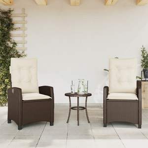 Set di 2 Sedie da Giardino Reclinabili in Rattan PE Marrone Design Standard - Product Image 1