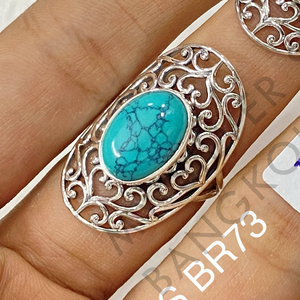 Top Quality 925 Sterling Silver Natural Rose Quartz & <b>Turquoise</b> Gemstone <b>Ring</b> Fine Jewelry Retro Design Wide Band Victorian <b>Ring</b> - Product Image 3