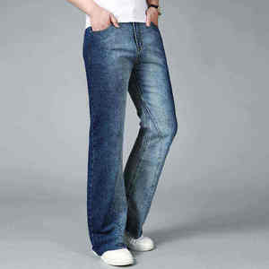 Jean en denim ample et respirant pour homme, taille haute, style décontracté, avec poches lavées - Product Image 4