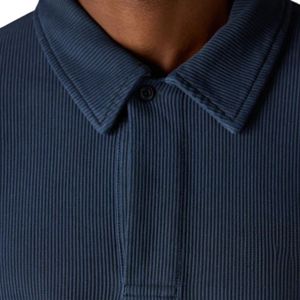 Sudadera Polo de Punto Acanalado Lavado de Alto Gramaje Azul Marino de Manga Larga con Cuello, Estilo Casual Premium para Hombre, Ajuste Cómodo - Product Image 4