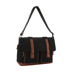Bolso Bandolera de Lona y Cuero Vintage, Bolso de Hombro de Gran Capacidad para Portátil, Oficina y Viajes, para Hombre y Mujer - Product Image 1