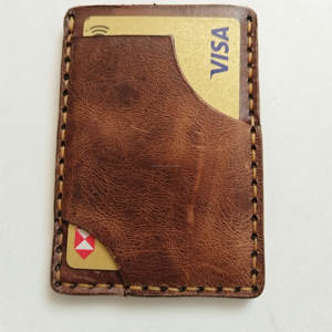 Elegante tarjetero de cuero genuino hecho a mano con bordes bruñidos Organizador de billetera delgada para profesionales 2017 - Product Image 6