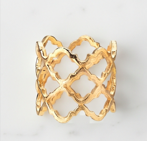 Gold Hollow Metal <b>Napkin</b> Rings Set Handcrafted Geometric Pattern For Table Decor And <b>Wedding</b> Use - Product Image 6