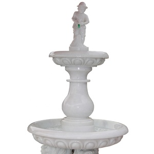 Fuente de piedra natural tallada de gran altura, fuente de jardín contemporánea de mármol, estatua escultural de leones para patio, 1 año de garantía - Product Image 2