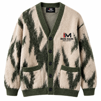 Pull à col rond pour femme Iron Mark Industry, tricoté avec poches et boutons, style décontracté automne-hiver, nylon/acrylique, motif géométrique