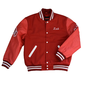 Blouson universitaire unisexe en laine avec patch brodé chenille personnalisé, col montant, logo frontal, style streetwear, hiver, vente en gros - Product Image 5