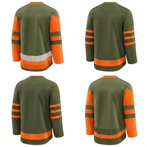 Maillot de hockey sur glace personnalisé de haute qualité, entièrement brodé, respirant, anti-humidité, en polyester, uniforme d'entraînement d'équipe unisexe, OEM OD - Product Image 5