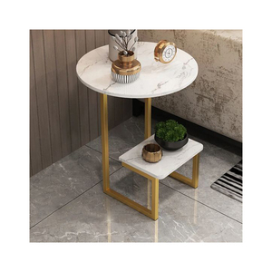 Table d'appoint moderne avec plateau en marbre et structure en métal, design élégant et nouveau, table d'appoint pour salon, meuble d'appoint - Product Image 6