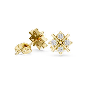 Boucles d'oreilles de mariage en or jaune 14 carats avec diamants de laboratoire ronds pour femmes |   Nouveau diamant cultivé - Product Image 6