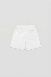 Men's <b>White</b> Cotton <b>Shorts</b> Mid Waist Elastic Casual Breathable Solid Color Woven Fabric - Product Image 2