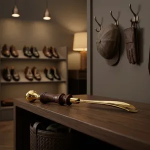Chausse-pied de luxe en laiton avec manche en bois, élégant et poli, accessoire classique pour l'essayage de chaussures, idéal pour l'entrée - Product Image 4