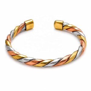 Handmade Magnetic <b>Copper</b> Brass Aluminium Twisted Open Cuff <b>Bracelet</b> Adjustable Unisex Fashion Jewelry OEM ODM Manufacturer SMARK - Product Image 1
