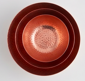 Ensemble de 3 bols à mélanger en cuivre martelé de qualité supérieure, de forme ronde, idéal pour les accessoires de cuisine et la préparation des aliments. - Product Image 3