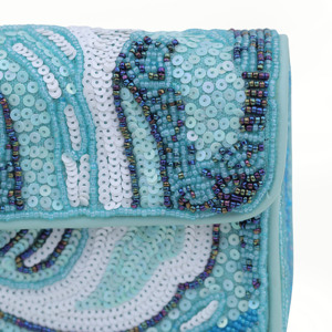 Beaded Bohemian Flap Shoulder Bag With <b>Sequined</b> Wave Pattern Single Strap Women Fashion <b>Handbag</b> Daily Use - Product Image 4