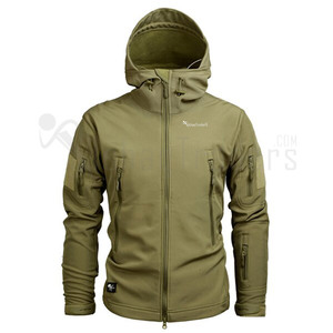 Veste à capuche pour homme de marque personnalisée, imperméable, en polyester, fermeture éclair sur le devant, couleur unie, vêtements de travail d'hiver pour l'extérieur, coupe régulière - Product Image 1