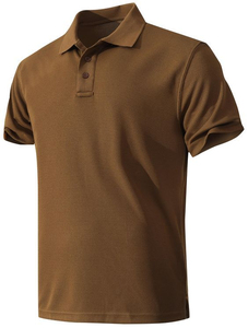 Polo en tricot à manches courtes pour homme, couleur unie, décontracté, boutonné devant, coupe classique, gris clair - Product Image 6