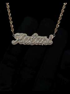 Collar con Letra Cursiva Iced, Joyería Hip Hop, Colgante que pasa la prueba del Moissanita, Chapado en Oro de 18K, Plata 925, para Hombre y Mujer, Diseño de Garra - Product Image 6