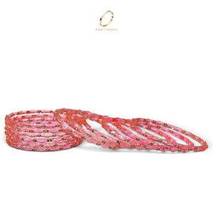 Ensemble de bracelets en verre kashmiri de qualité supérieure, couleur rose blush, coupe diamant, forme goutte de pluie, pour femmes, bijoux indiens pour mariage et festivals - Product Image 5