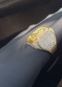 Bague unisexe hip-hop en or 9K 10K 14K 18K avec diamant naturel rond brillant certifié IGI, 0,50 gramme, pureté D, couleur blanche - Product Image 2