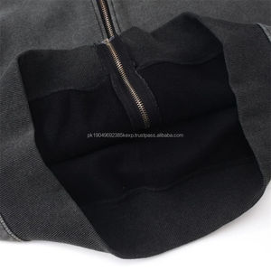 Sudadera con Capucha de Algodón 100% Lavado Ácido, Hombros Caídos, Impresión Personalizada, Media Cremallera, Estilo Ninja, para Hombre, Venta al Por Mayor - Product Image 6