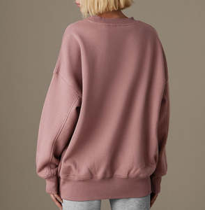 Sweat-shirts à capuche pour femmes, couleur rose unie, 100% coton molletonné, col rond, prix de gros. - Product Image 5