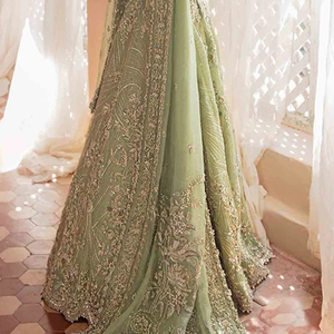Vestido de Novia Tradicional para Fiesta de Boda, Lehenga Choli de Terciopelo Pakistaní, 3 Piezas, Bordado Premium, Sin Arrugas, Secado Rápido, C PAK - Product Image 3