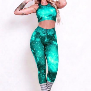 Conjunto de Yoga para Mujer, de la Mejor Calidad, Texturizado, con Costuras Sólidas, Estampado Digital, 2 Piezas, Transpirable, Cintura Alta - Product Image 1