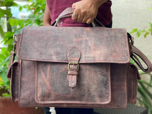 Sac à bandoulière en cuir véritable pour bureau et ordinateur portable - Product Image 4