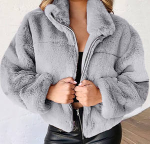 Women's Autumn Winter Wool Coat Tops Fashion <b>Large</b> Size Plus Zipper Button Cardigan Fleece Top Plain Dyed Breathable <b>Plush</b> Warm - Product Image 2