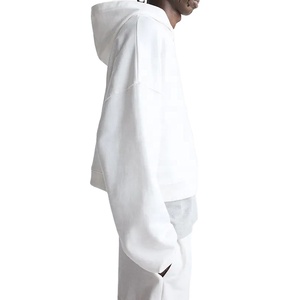 Blank Plain 100% Coton Boxy Cropped Hoodie No Strings Haute Qualité Surdimensionné Hommes Hoodies & Sweatshirts 2026 - Product Image 3