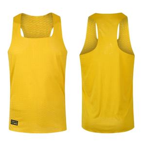 Professional Fitness Youth Wear Singlet Débardeur jaune de haute qualité pour hommes Derniers vêtements de sport de conception avec motif imprimé tricoté - Product Image 1