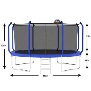 Trampolín de 14 pies para exteriores con aro de baloncesto, aprobado por la ASTM, tipo reforzado con red de seguridad. - Product Image 6