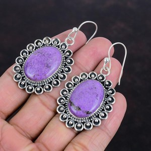 Pendientes de purpurita hechos a mano, plata de ley 925, joyería elegante, pendientes de piedras preciosas moradas naturales para mujer - Product Image 4