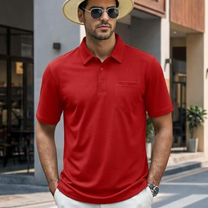 Polo de Manga Corta para Hombre con Bolsillo – Algodón Piqué, 3 Botones, Casual, Absorbe la Humedad, para Golf - Product Image 3