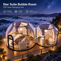 Dôme préfabriqué de type « Suite Bulle » pour hôtel de villégiature, avec vue sur la mer, options de taille de lit, verrou de sécurité et rideaux de différentes couleurs