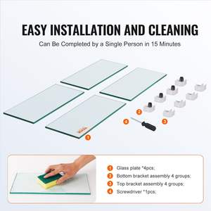 Pare-vent en verre trempé transparent de 19 x 19 x 7,5 pouces pour table de foyer au gaz carrée, épaisseur de 0,31 pouce, pieds en verre avec support d'angle rigide - Product Image 4
