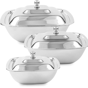 Soupière moderne en métal brossé avec un large rebord pour un service facile lors de toute réception. Disponible à prix de gros. - Product Image 4
