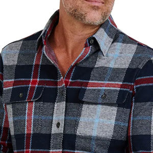 Camisa de Franela Sólida para Hombre, Última Moda, Algodón, Manga Larga, Casual, Invierno, Venta al Por Mayor, OEM, Cuello Alto, Satinado, Cálida - Product Image 4