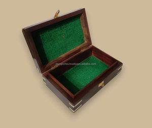 กล่องไม้สไตล์วินเทจสไตล์อินเดียที่มีคุณภาพดีไซน์แกะสลักตกแต่งบ้านเครื่องประดับทรงสี่เหลี่ยมผืนผ้าบุผ้ากำมะหยี่ปิดหัวเข็มขัด - Product Image 3