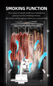 Función de humo, gran capacidad, salchicha rotativa, Biltong, secador de alimentos en conserva, Máquina secadora de carne, Máquina secadora giratoria - Product Image 4