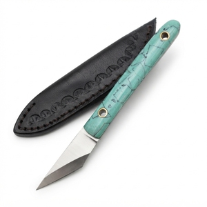 Couteau à découper et à affiner le cuir en acier au carbone personnalisé, manche en résine turquoise, outil de sculpture du cuir, fournisseur en gros - Product Image 4
