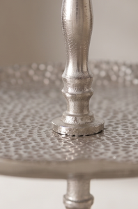 Modern Silver Metal 2 <b>Tier</b> <b>Cake</b> <b>Stand</b> Luxury Hammered Dessert Display Tray Ball Finial Handle Cupcake Holder Party Decor - Product Image 5