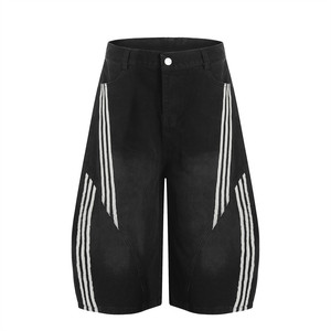 Washed Baggy Denim <b>Shorts</b> <b>Men</b> Cargo Jean <b>Shorts</b> Mid Waist Knee Length Custom Design Streetwear - Product Image 5