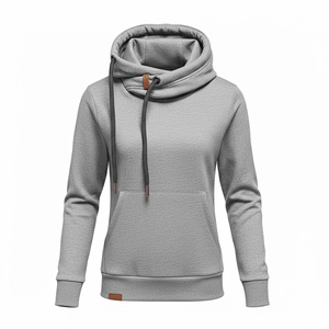 Sweat-shirt à capuche pour femme, couleur unie, manches longues, tricoté en coton et fibre de bambou, avec poches, style décontracté respirant pour l'automne - Product Image 4