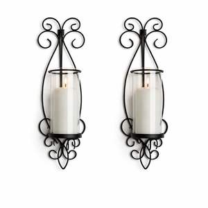 Ensemble de appliques murales élégantes en métal noir et verre, design suspendu orné, cadre robuste, lueur chaude, décoration intérieure classique - Product Image 2