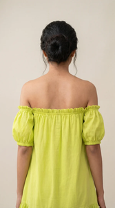 Mini-robe légère vert citron en rayonne pour femme, robe courte décontractée d'été, confortable pour le quotidien, fournisseur en gros - Product Image 6