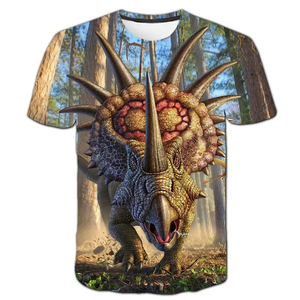 T-shirt à manches courtes pour homme, col rond, imprimé dinosaure 3D, décontracté, polyester, coupe classique, motif photo - Product Image 5